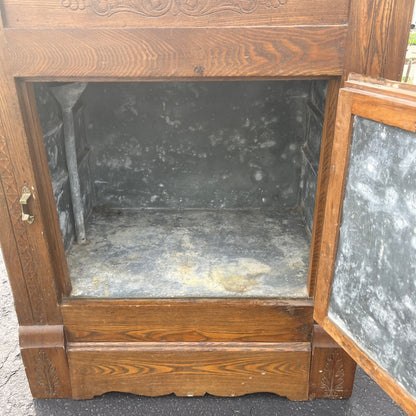 Antique Wooden Oak Ice Box Fridge Cabinet Cupboard