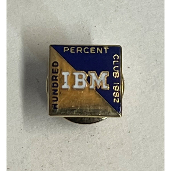 Vintage 1982 IBM Hundred Percent Club Service Award 1/10 10K Gold Lapel Pin Tie