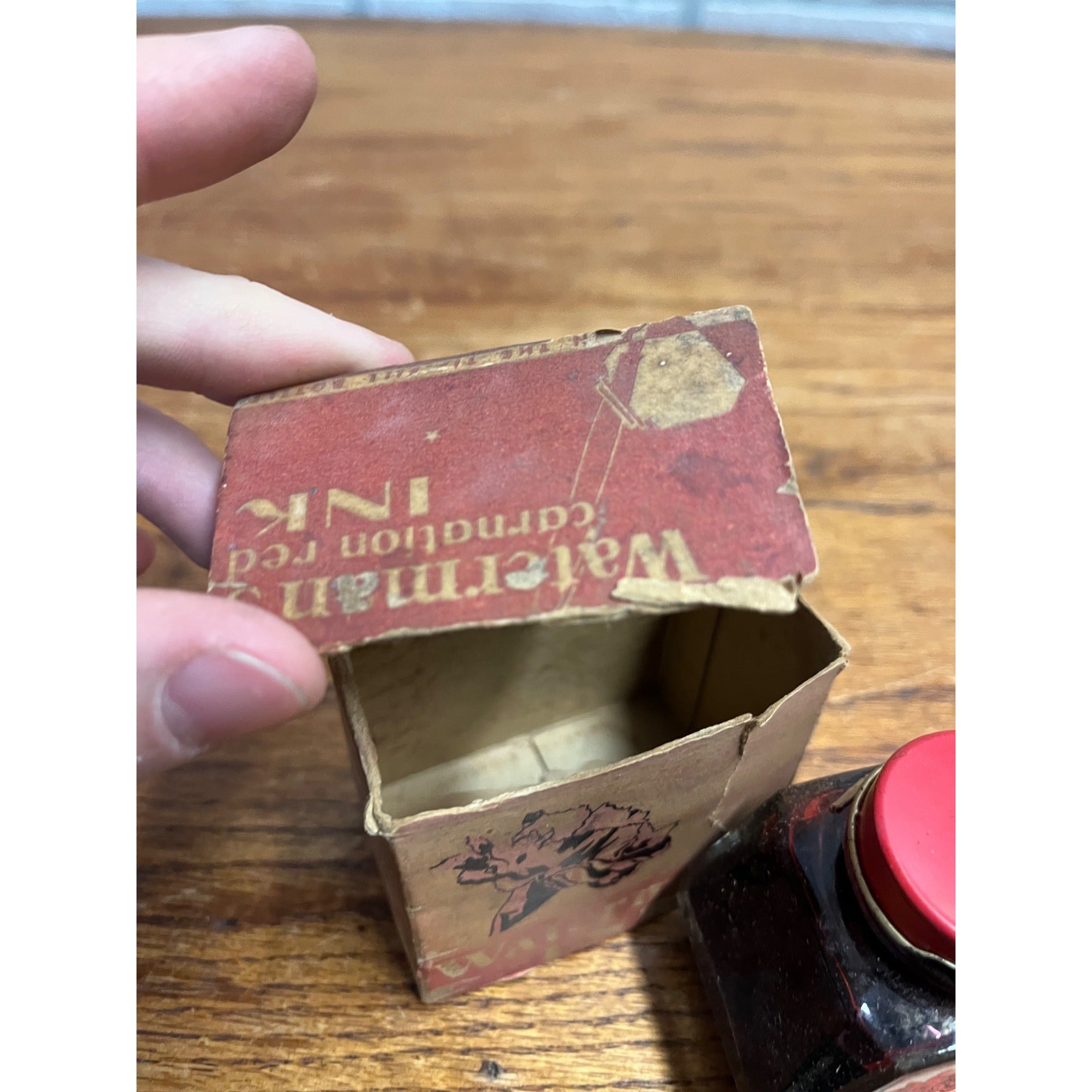 Waterman's Vintage 2 Oz Bottled Ink Carnation Red 70% Still Remains