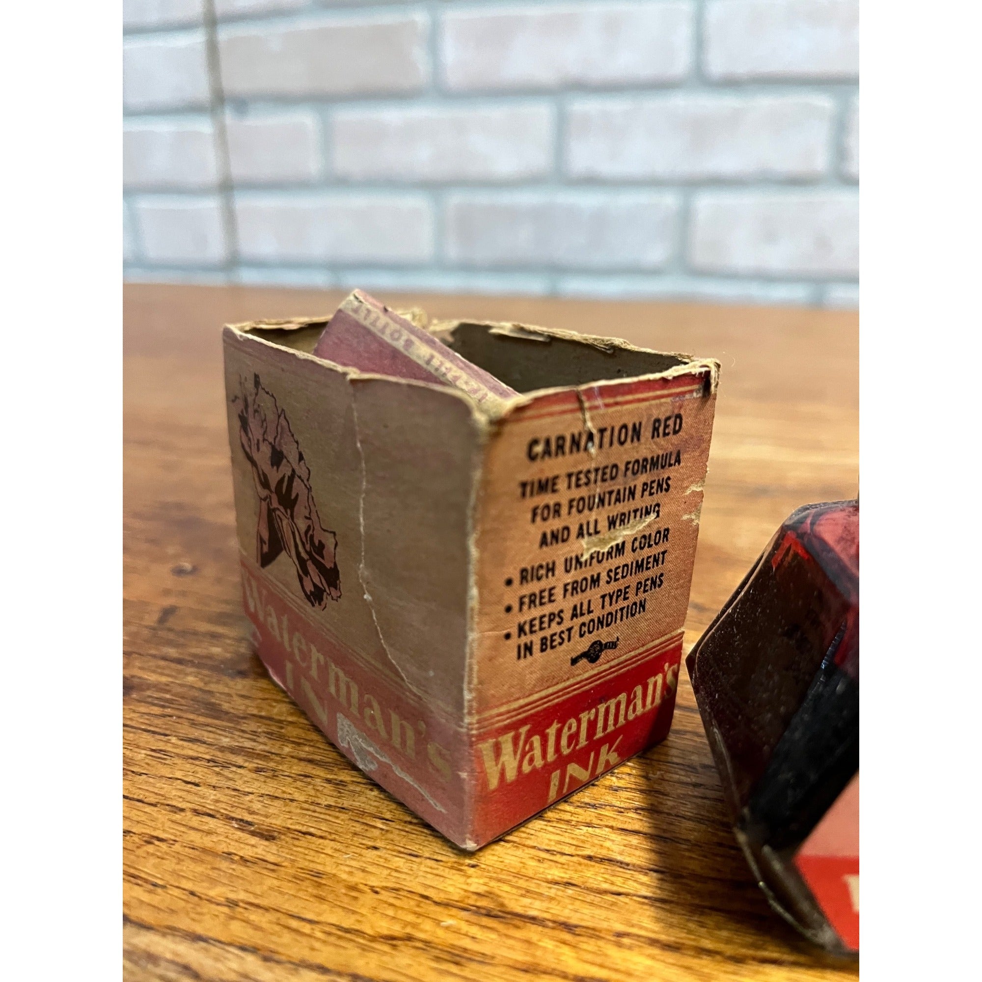 Waterman's Vintage 2 Oz Bottled Ink Carnation Red 70% Still Remains