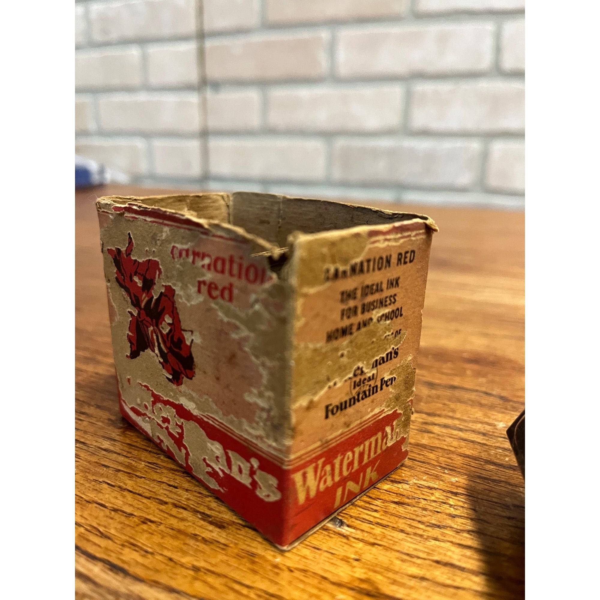 Waterman's Vintage 2 Oz Bottled Ink Carnation Red 70% Still Remains