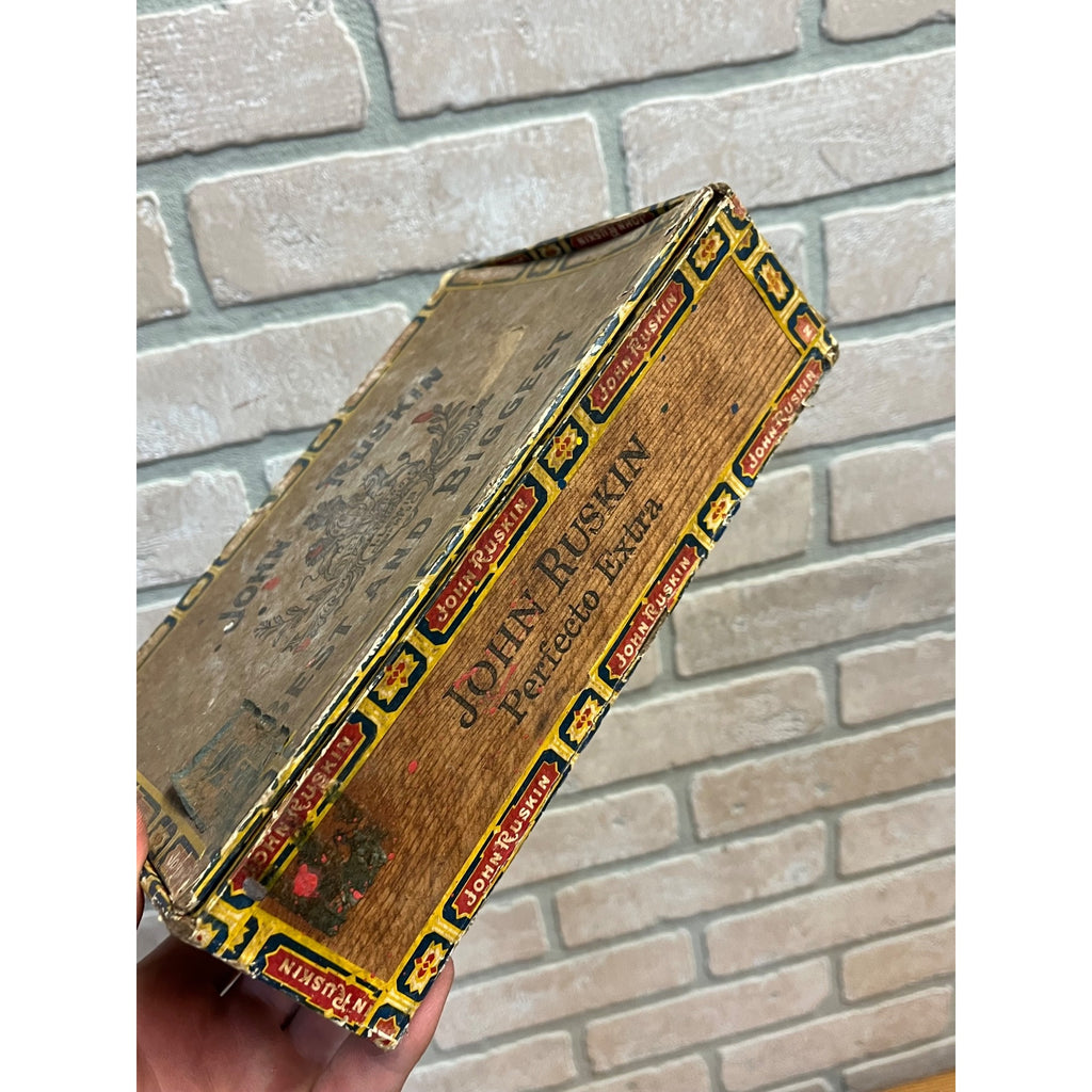 Vintage Cigar Box Wooden John Ruskin New Jersey Advertising Store Display