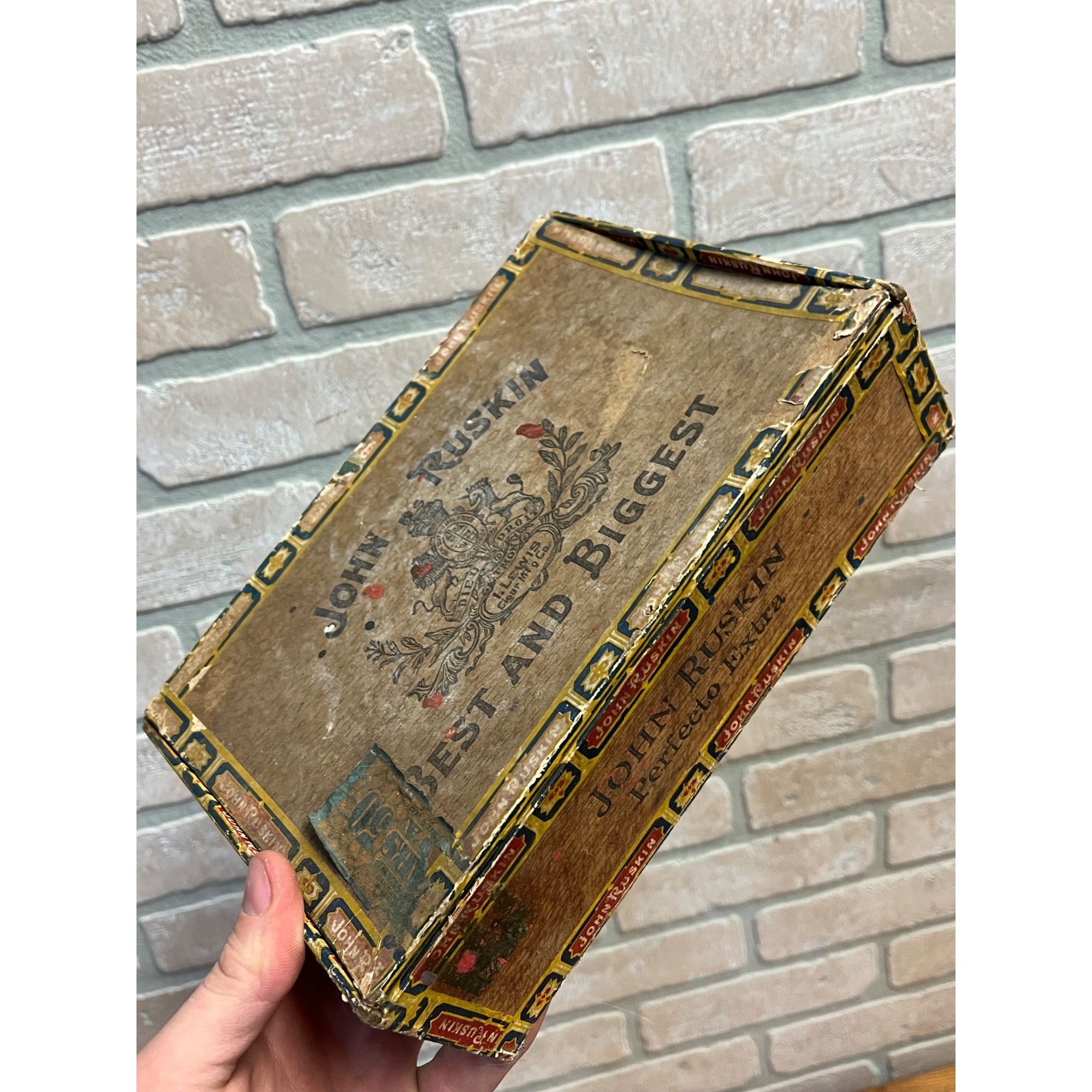 Vintage Cigar Box Wooden John Ruskin New Jersey Advertising Store Display