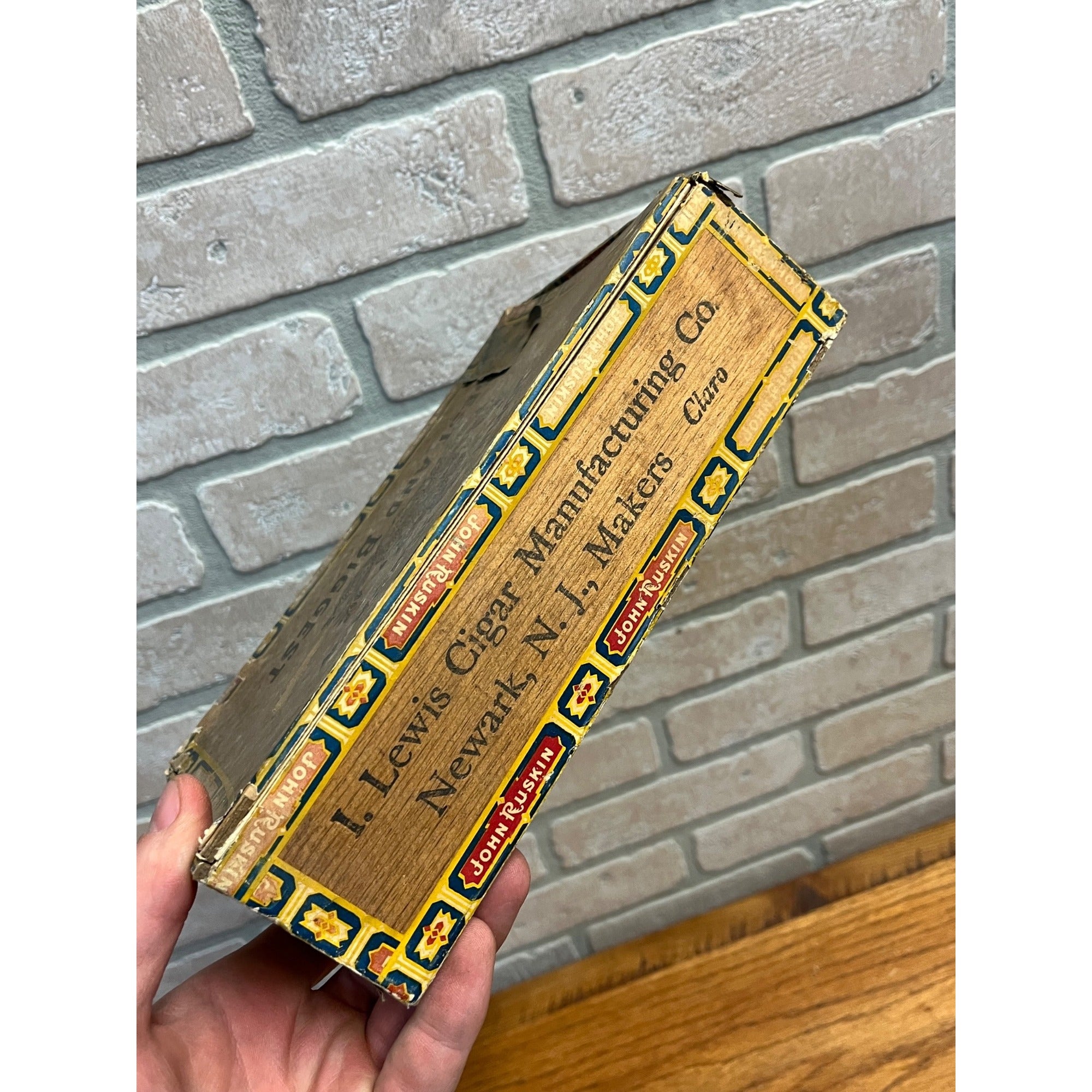 Vintage Cigar Box Wooden John Ruskin New Jersey Advertising Store Display