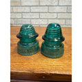 Lot of 2 Hemingray #19 & #20 Blue Teal Glass Insulators Telephone Pole