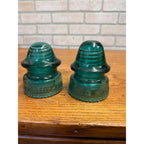 Lot of 2 Hemingray #19 & #20 Blue Teal Glass Insulators Telephone Pole