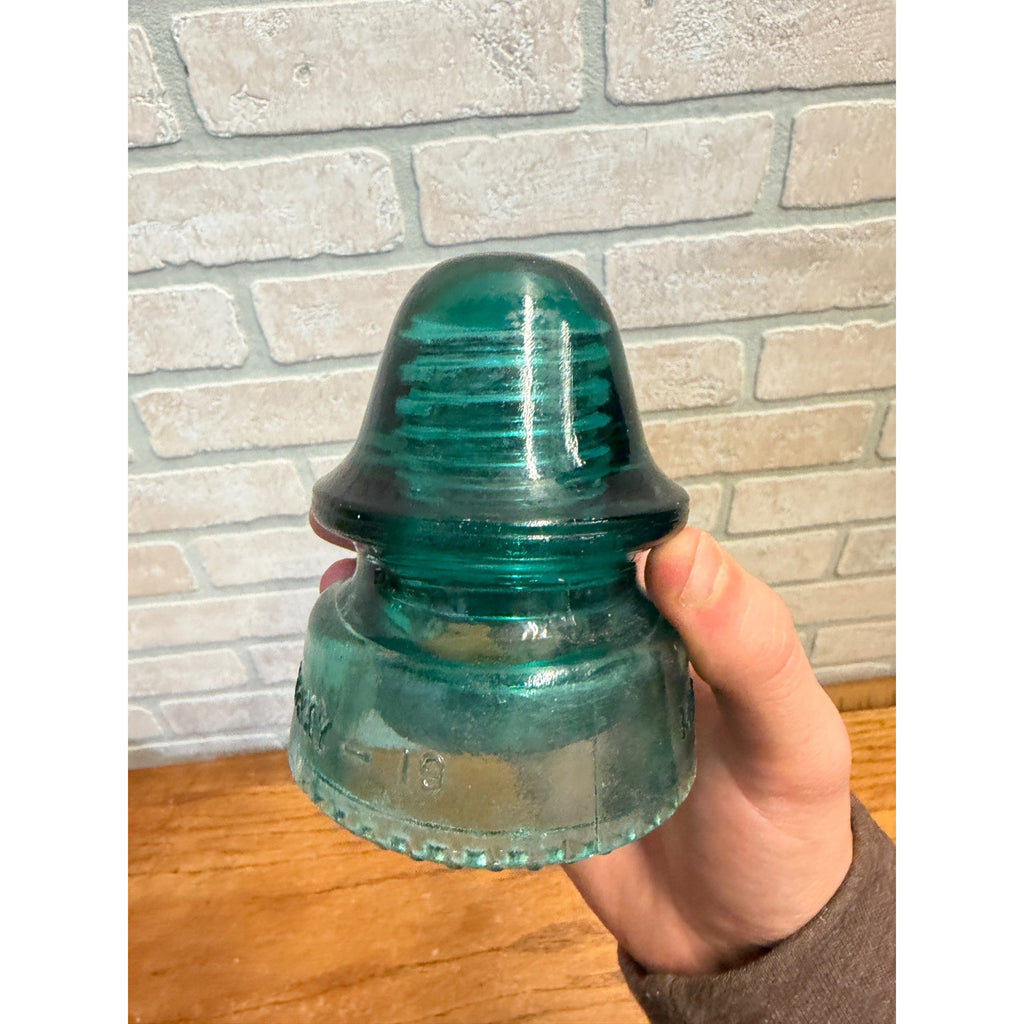 Lot of 2 Hemingray #19 & #20 Blue Teal Glass Insulators Telephone Pole