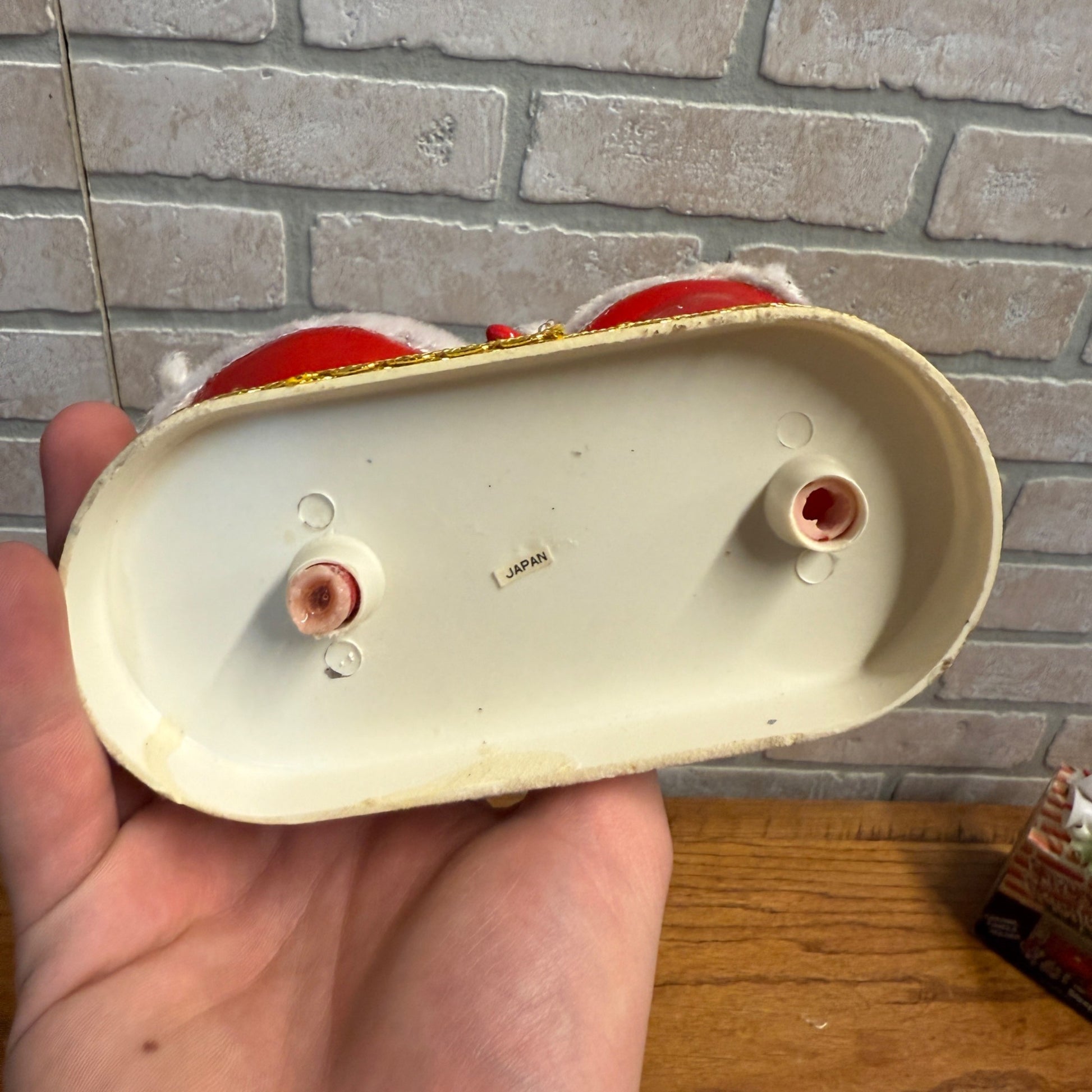 Vintage Plastic Mr. & Mrs. Santa Claus Kissing Vintage Blow Mold Figurine Japan