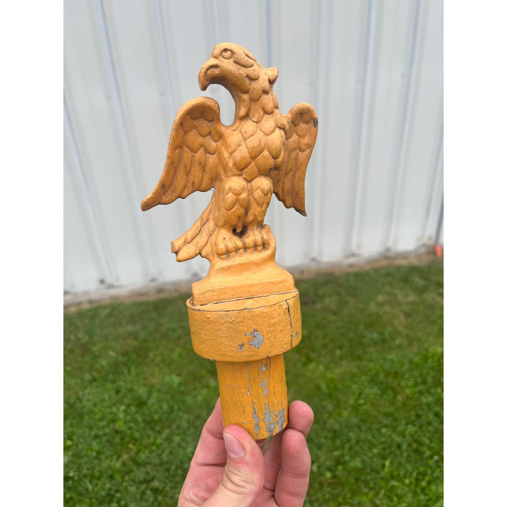 Antique Carved Wood American Eagle Finial Flagpole Patriotic Architectural Salvage
