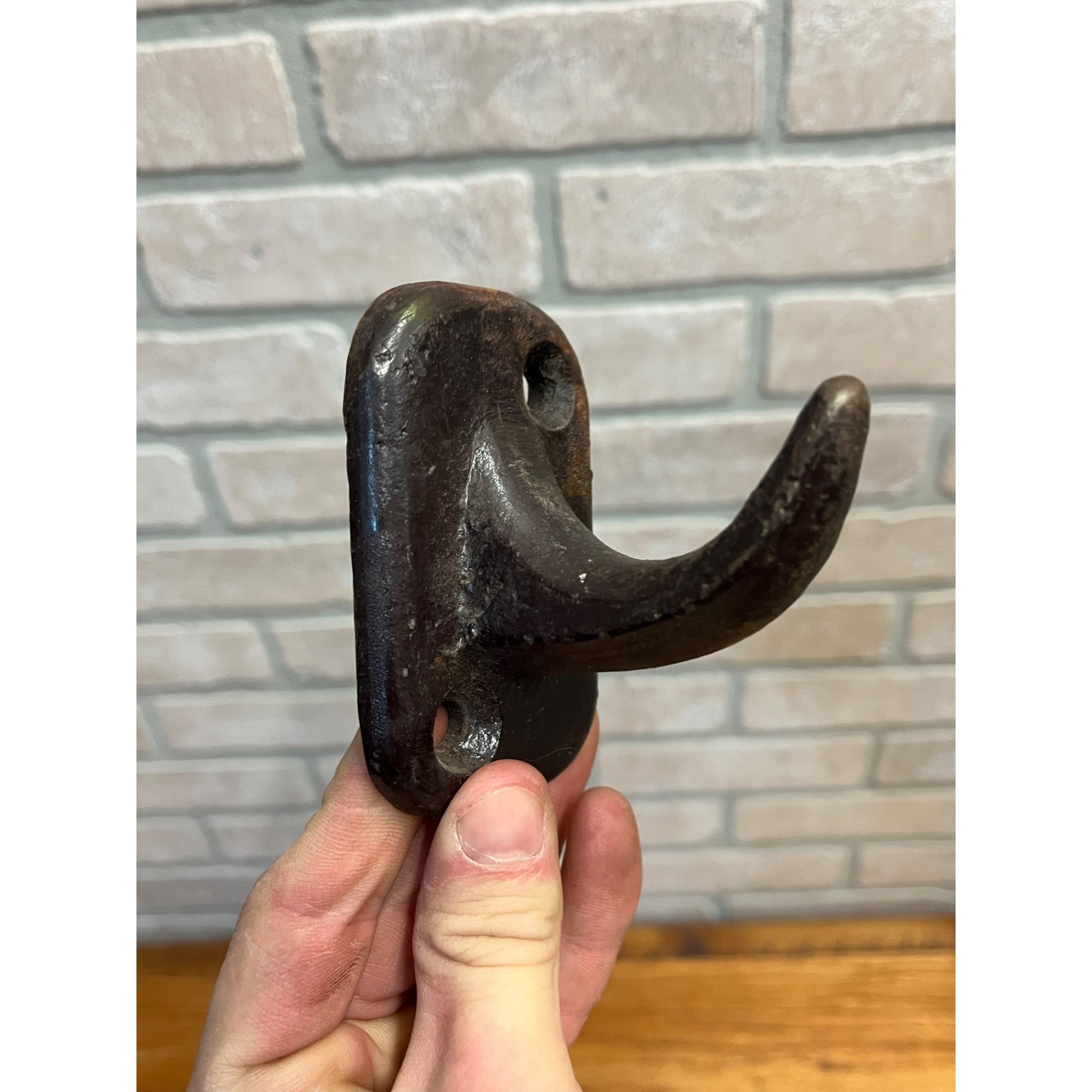 Antique 19th c. Primitive Forged or Cast Coat Barn Hooks Harness Hanger Set (3)