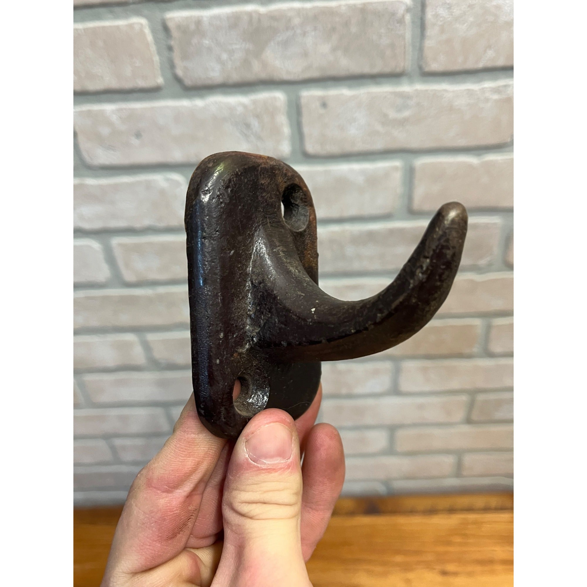 Antique 19th c. Primitive Forged or Cast Coat Barn Hooks Harness Hanger Set (3)