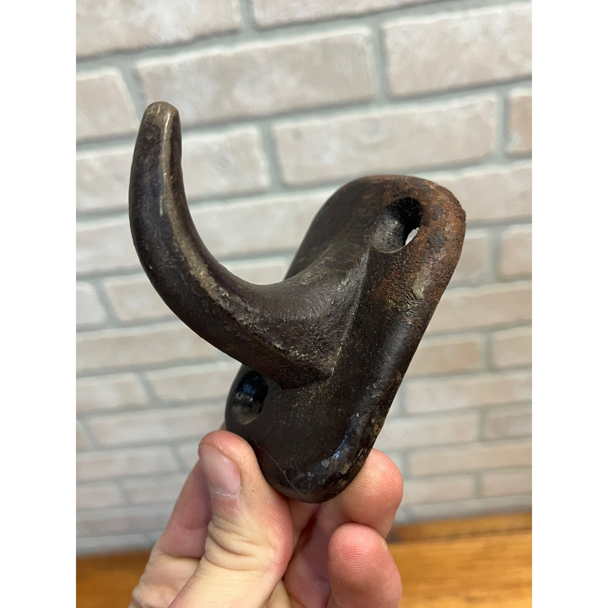 Antique 19th c. Primitive Forged or Cast Coat Barn Hooks Harness Hanger Set (3)