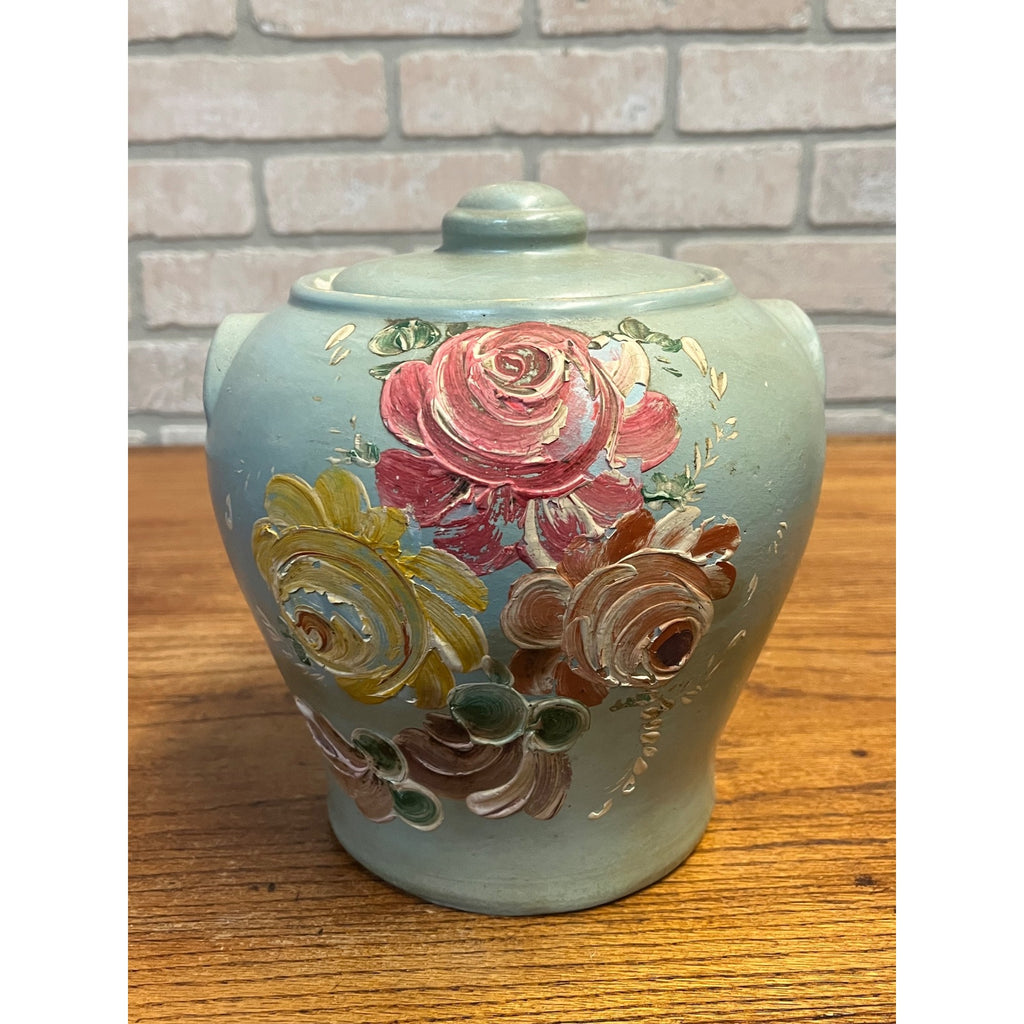 Vintage Ransburg Pottery Floral Bouquet Cookie Jar 1940s
