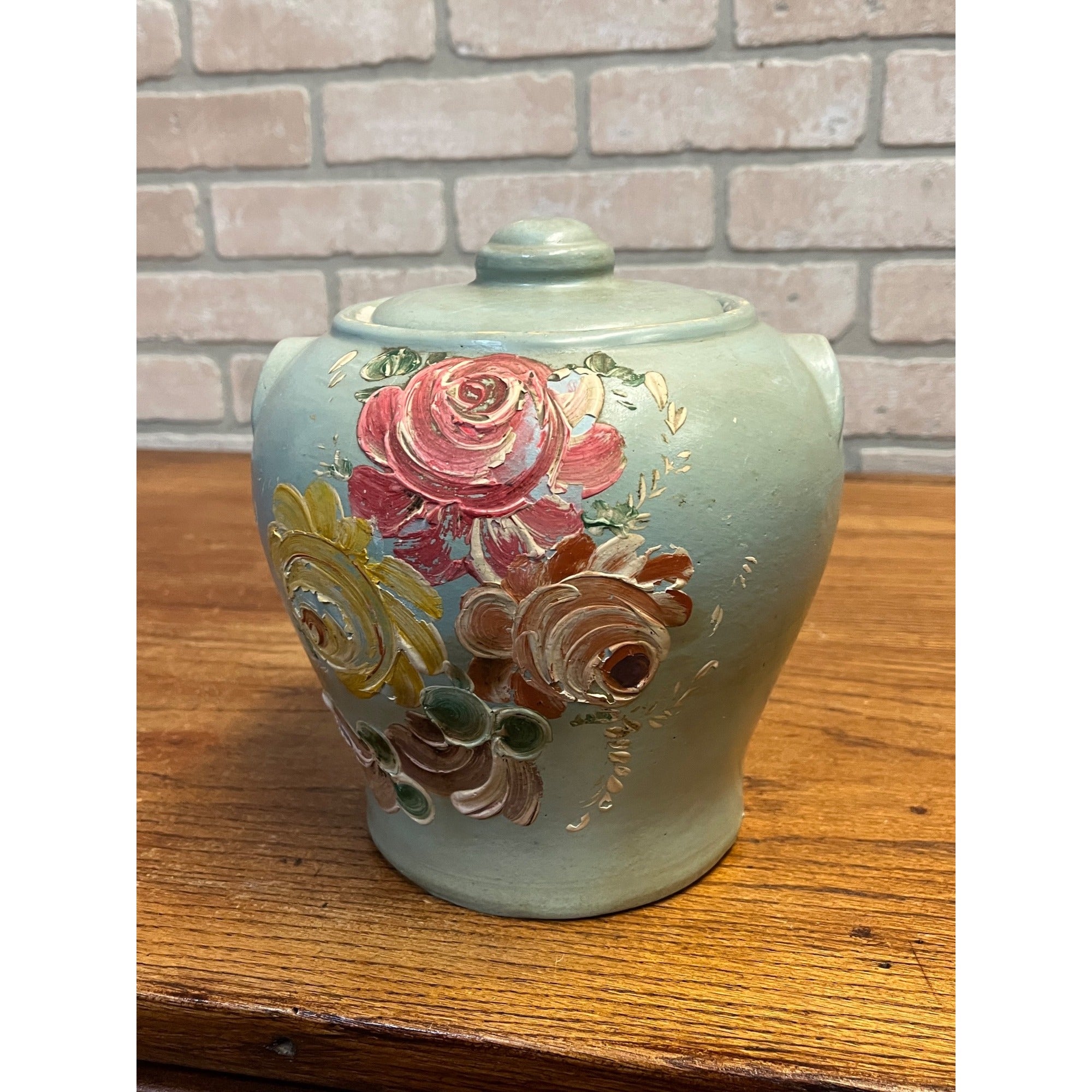 Vintage Ransburg Pottery Floral Bouquet Cookie Jar 1940s