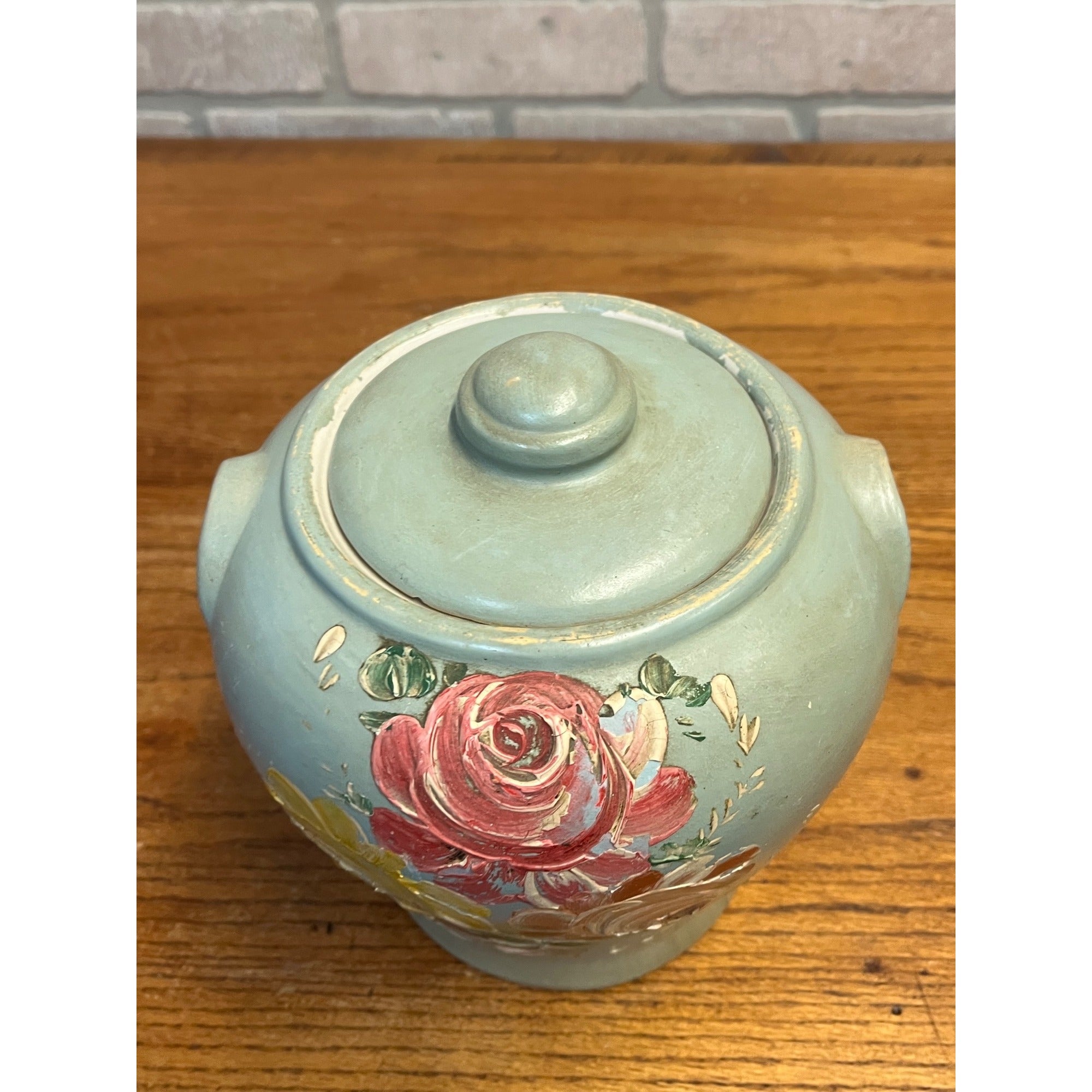 Vintage Ransburg Pottery Floral Bouquet Cookie Jar 1940s