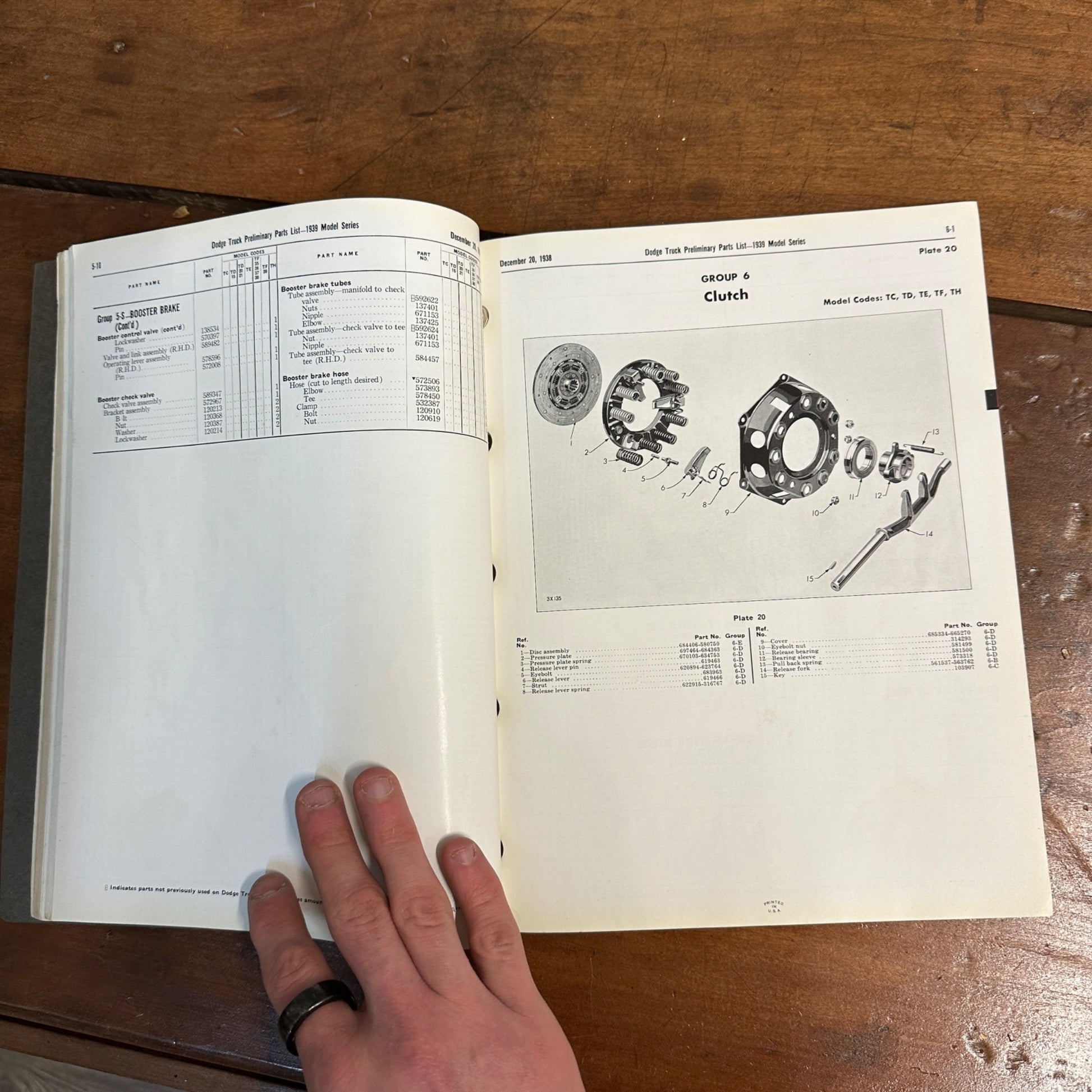 Vintage Dodge Truck Parts List Book - 1939 Models - Chrysler Corp Catalog