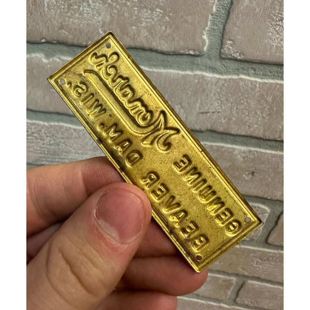 Vintage Genuine Monarch Beaver Dam Range Stove Wisconsin Brass Tag Sign