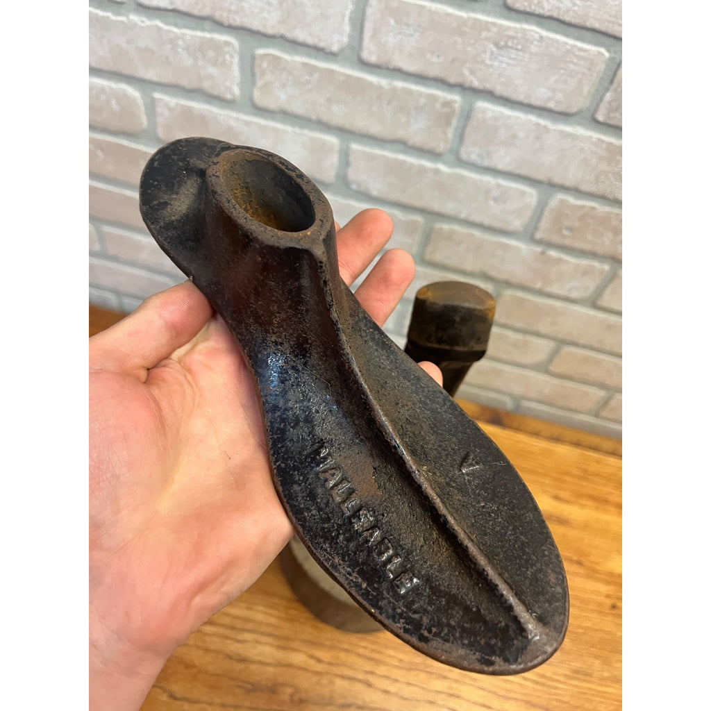 Antique Cast Iron Cobbler Shoe Last Stand Shoemaker Anvil Primitive Tool
