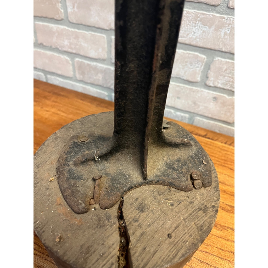 Antique Cast Iron Cobbler Shoe Last Stand Shoemaker Anvil Primitive Tool