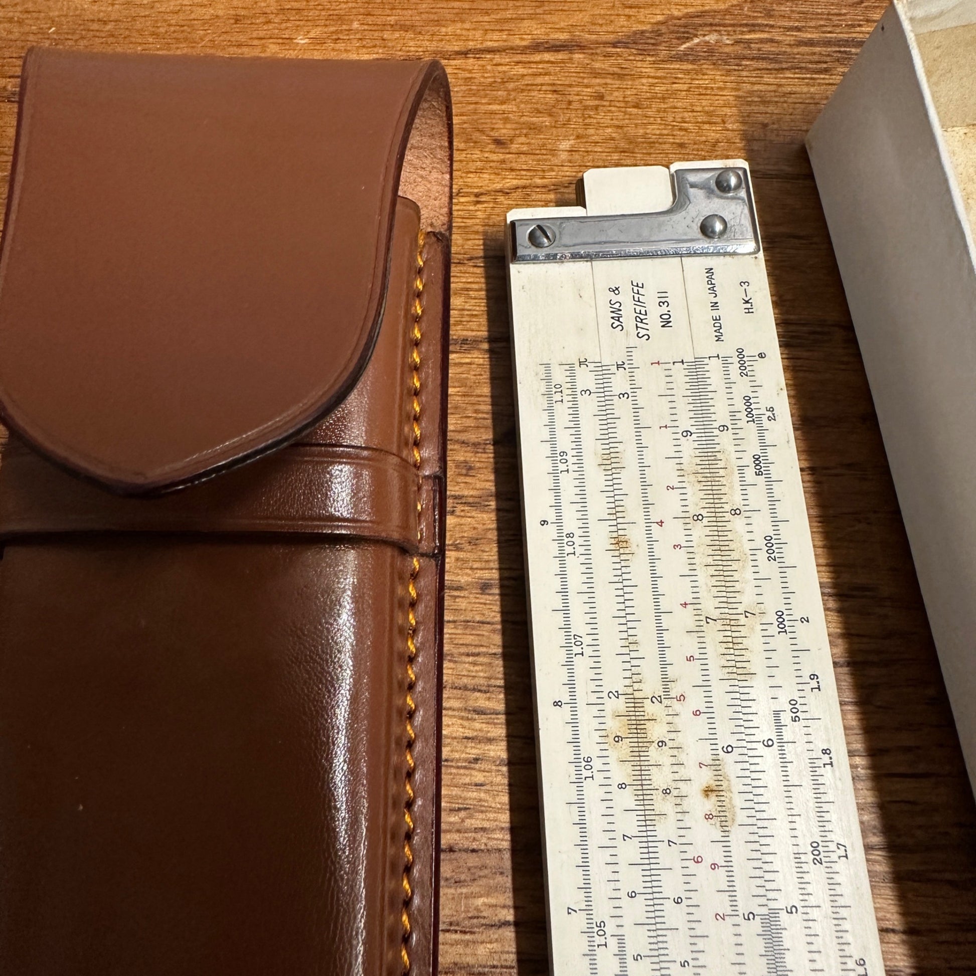 Vintage Slide Rule Sans & Streiffe No. 311 w/Leather Case Japan