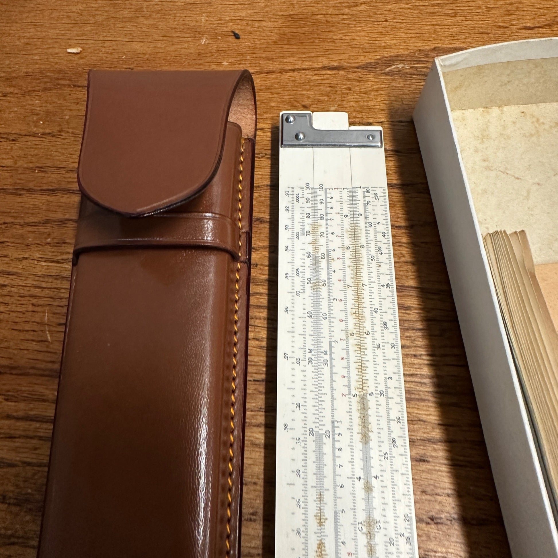 Vintage Slide Rule Sans & Streiffe No. 311 w/Leather Case Japan