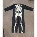 Vintage 1920s-30s Child's Skeleton Halloween Costume Black Cloth w Painted Bones