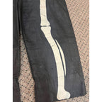 Vintage 1920s-30s Child's Skeleton Halloween Costume Black Cloth w Painted Bones