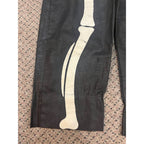 Vintage 1920s-30s Child's Skeleton Halloween Costume Black Cloth w Painted Bones