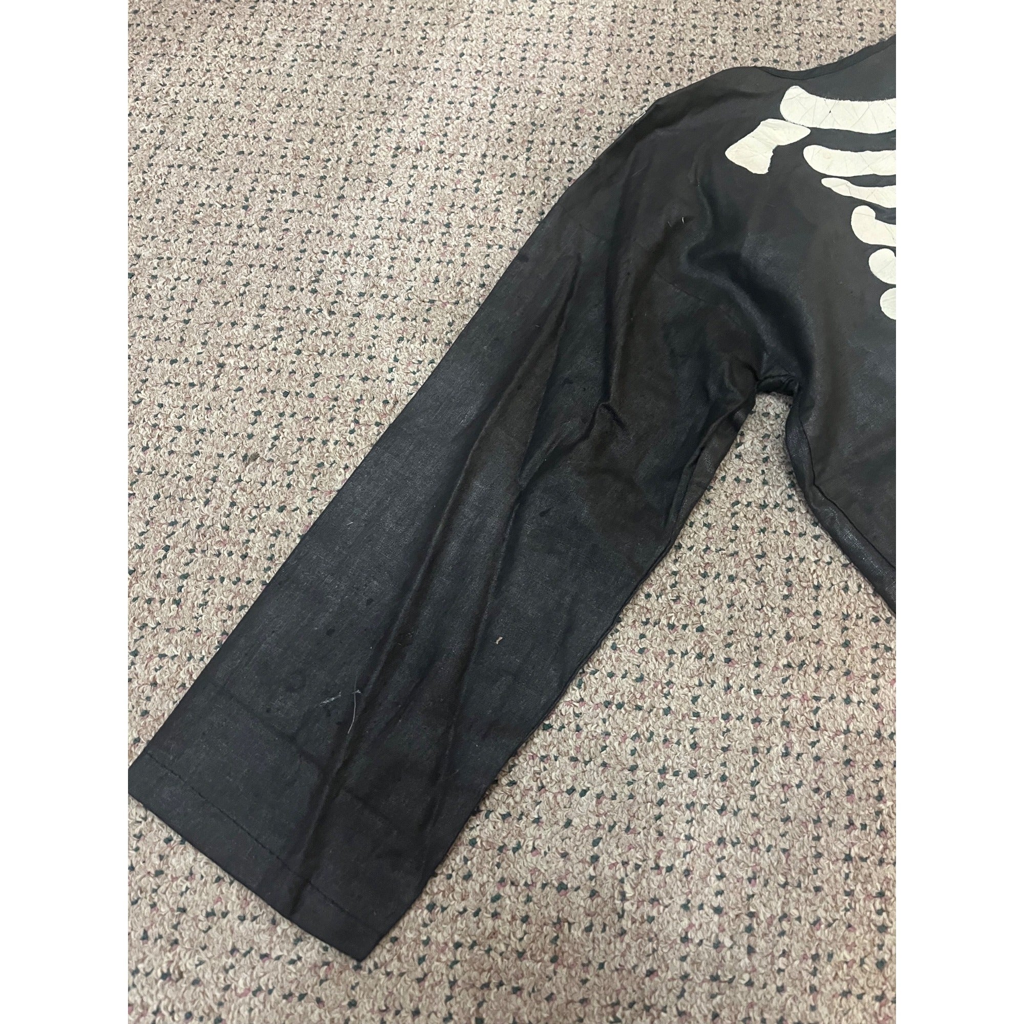 Vintage 1920s-30s Child's Skeleton Halloween Costume Black Cloth w Painted Bones