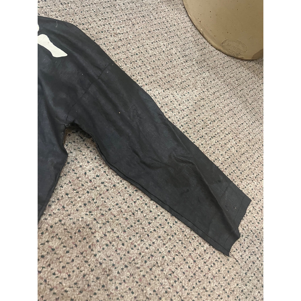 Vintage 1920s-30s Child's Skeleton Halloween Costume Black Cloth w Painted Bones