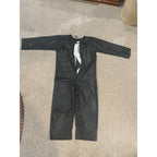 Vintage 1920s-30s Child's Skeleton Halloween Costume Black Cloth w Painted Bones