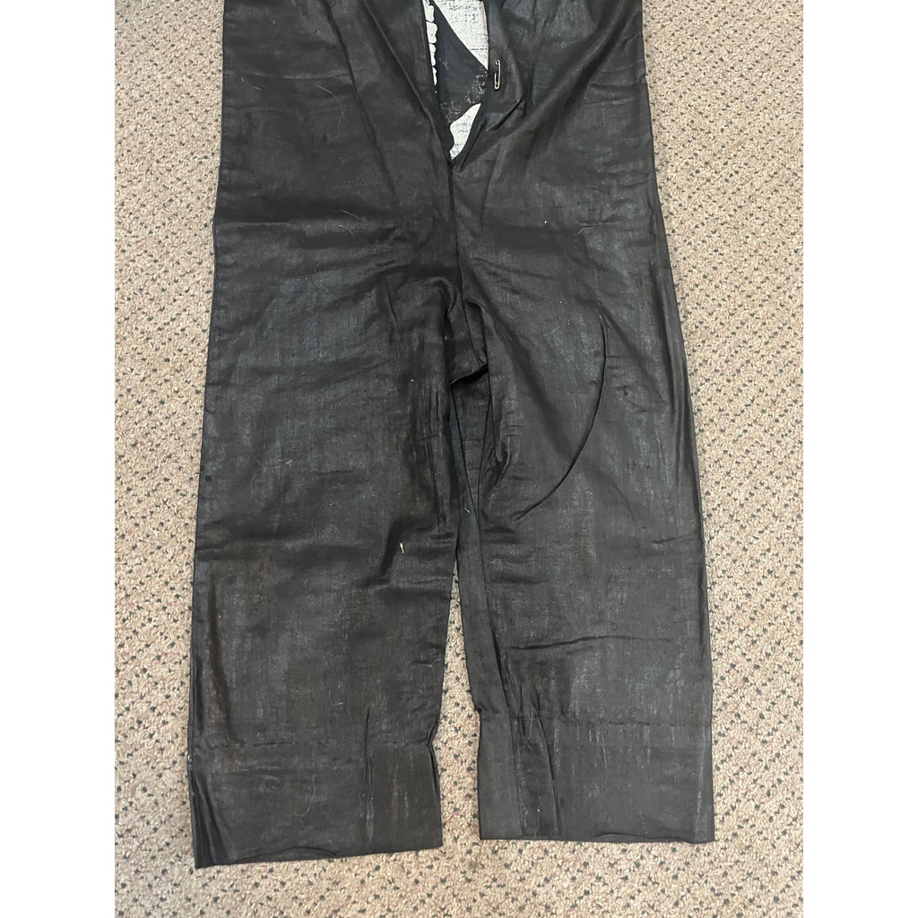 Vintage 1920s-30s Child's Skeleton Halloween Costume Black Cloth w Painted Bones