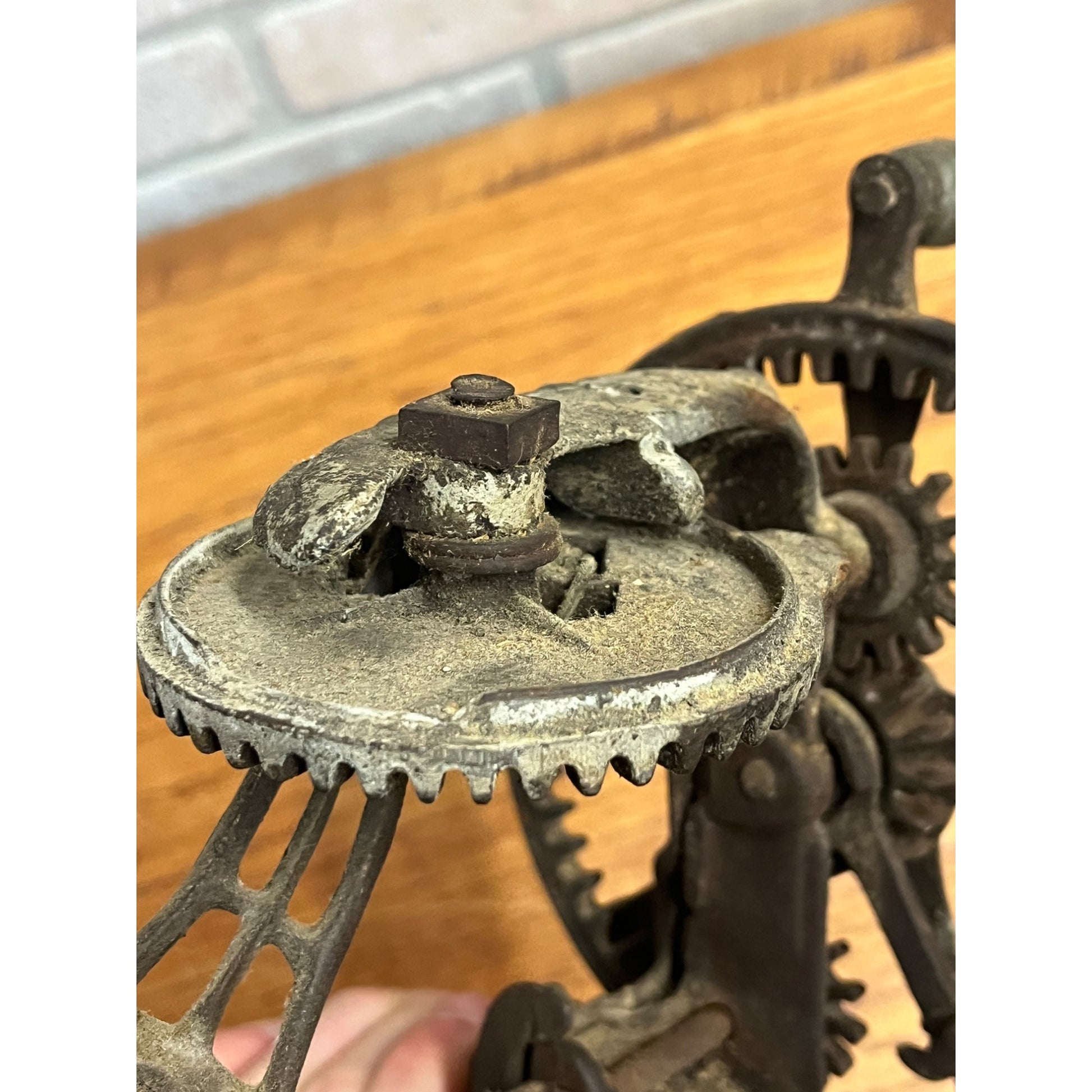 Antique Cast Iron Apple Peeler Primitive Kitchen Tool Table Mount Hand Crank