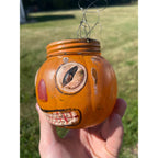 RARE Antique Halloween 1920s Glass Jack o' Lantern JOL Candy Container