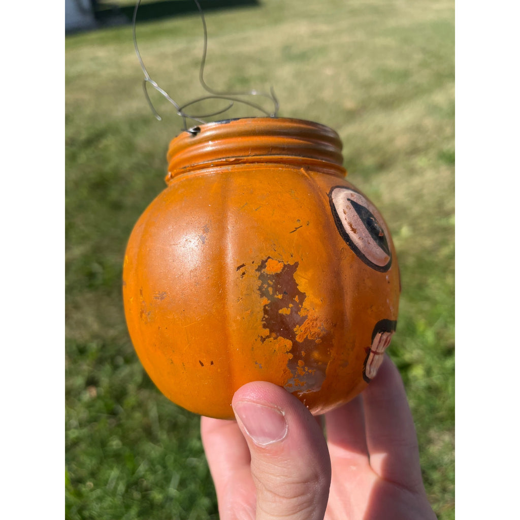 RARE Antique Halloween 1920s Glass Jack o' Lantern JOL Candy Container
