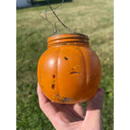 RARE Antique Halloween 1920s Glass Jack o' Lantern JOL Candy Container