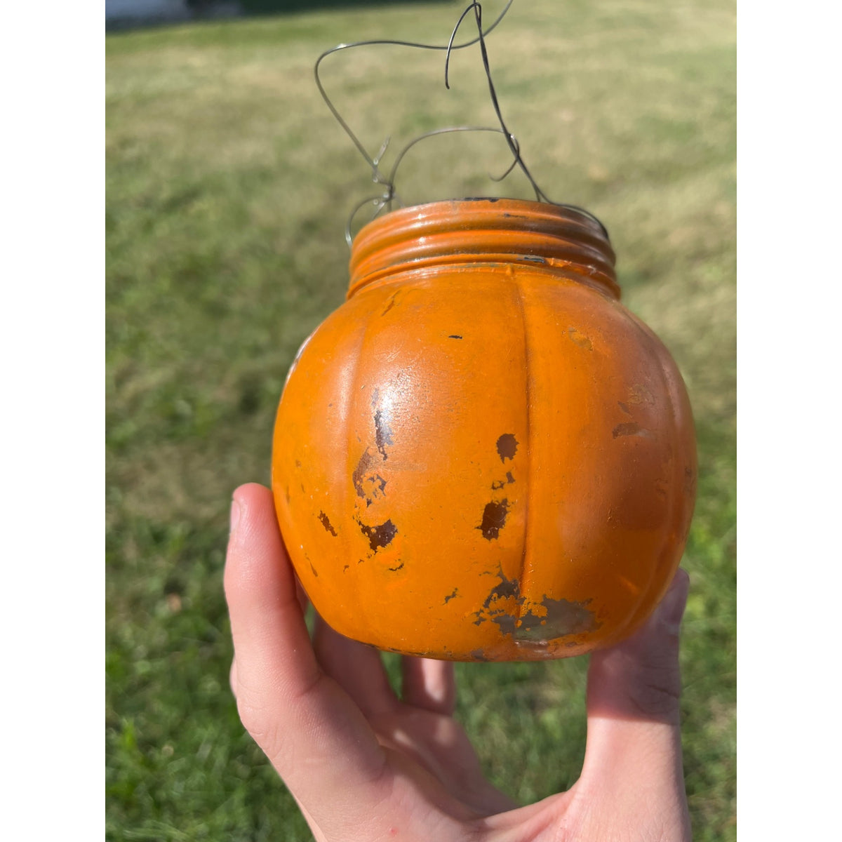RARE Antique Halloween 1920s Glass Jack o' Lantern JOL Candy Container