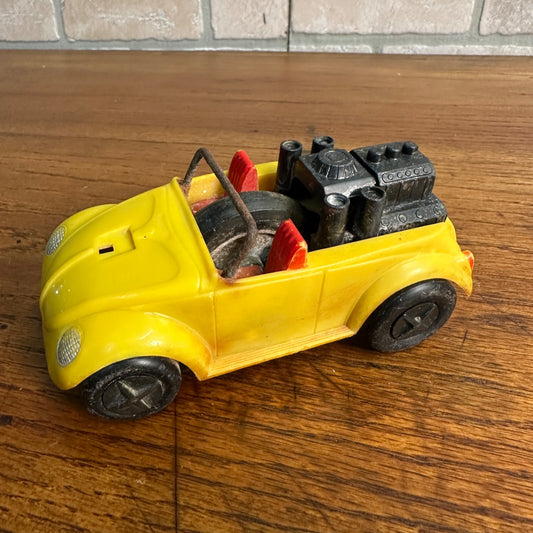 Vintage 1970s Marx Speed Dune Buggy Ssp Pull Cord Power Action Toy Car - Yellow