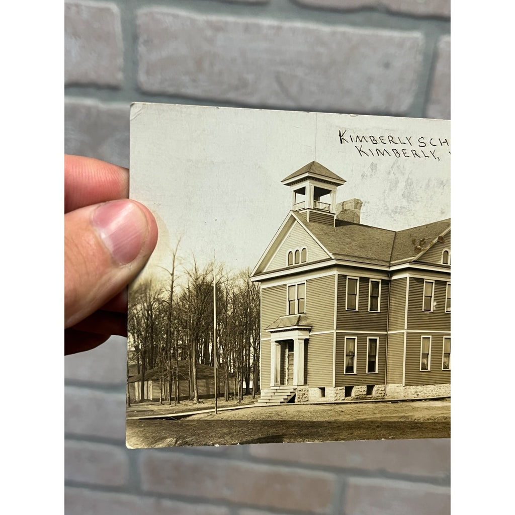 Postcard RPPC Kimberly School Wisconsin Wis WI Outagamie Building
