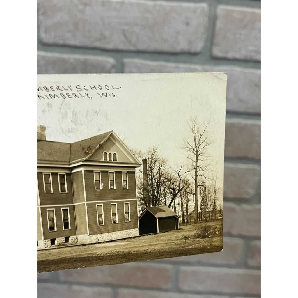 Postcard RPPC Kimberly School Wisconsin Wis WI Outagamie Building