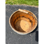 Antique Primitive 19th c Original Blue Gray Paint Wood Stave Syrup Pail Bucket