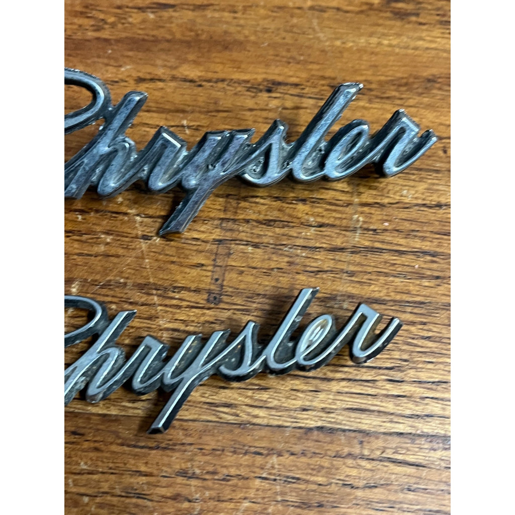 Vintage Chrysler Emblem Badges Script Lot (2) OEM Original Parts