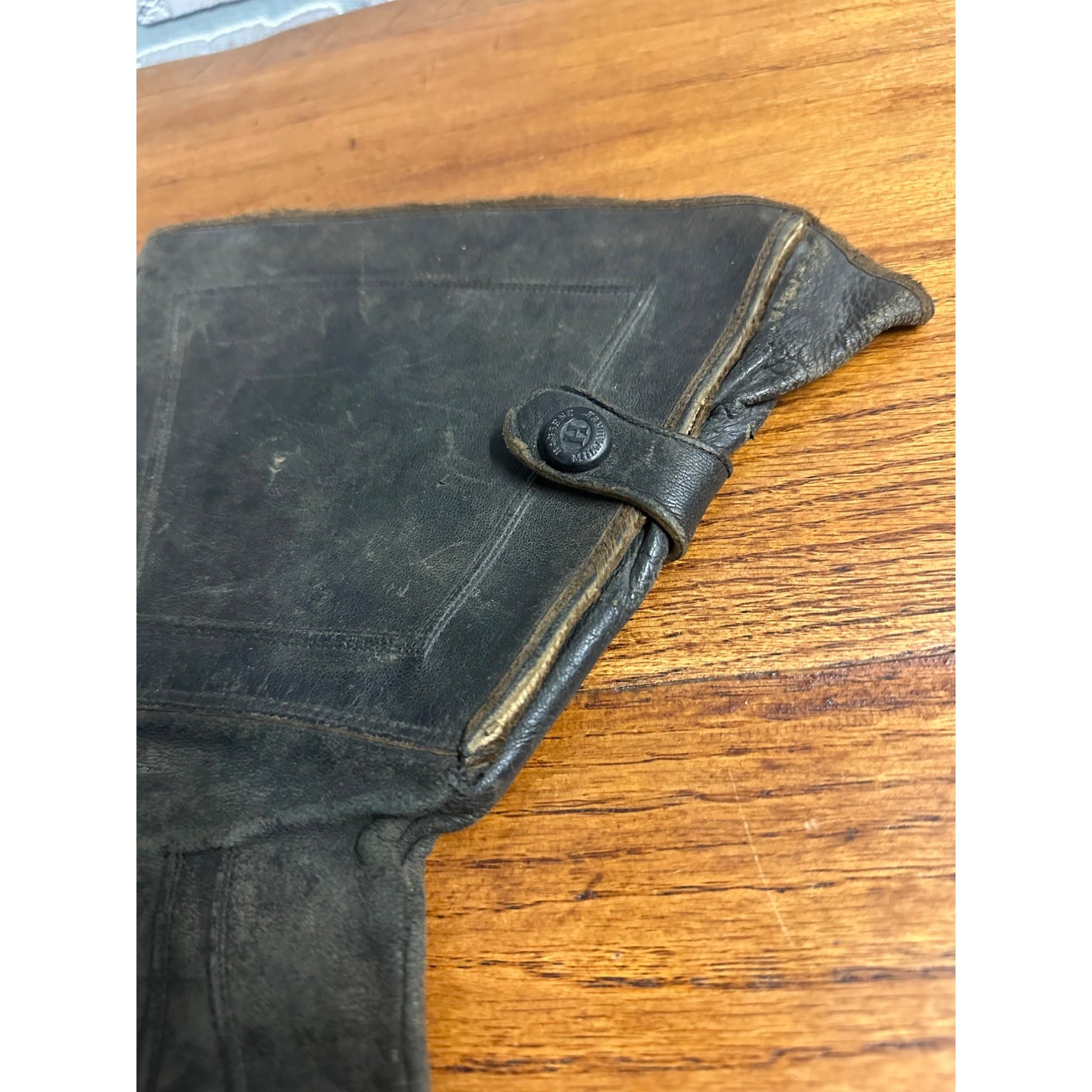 Vintage 1910s Hansen Co. Milwaukee Leather Motorcycle Gloves w/ Gauntlet Cuffs