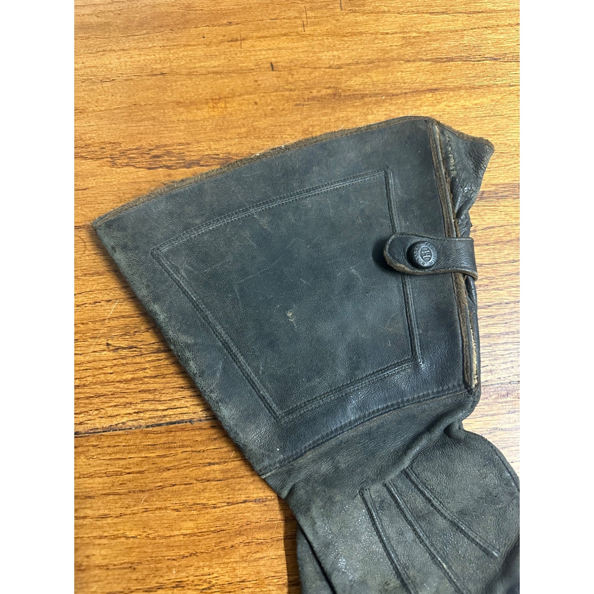 Vintage 1910s Hansen Co. Milwaukee Leather Motorcycle Gloves w/ Gauntlet Cuffs