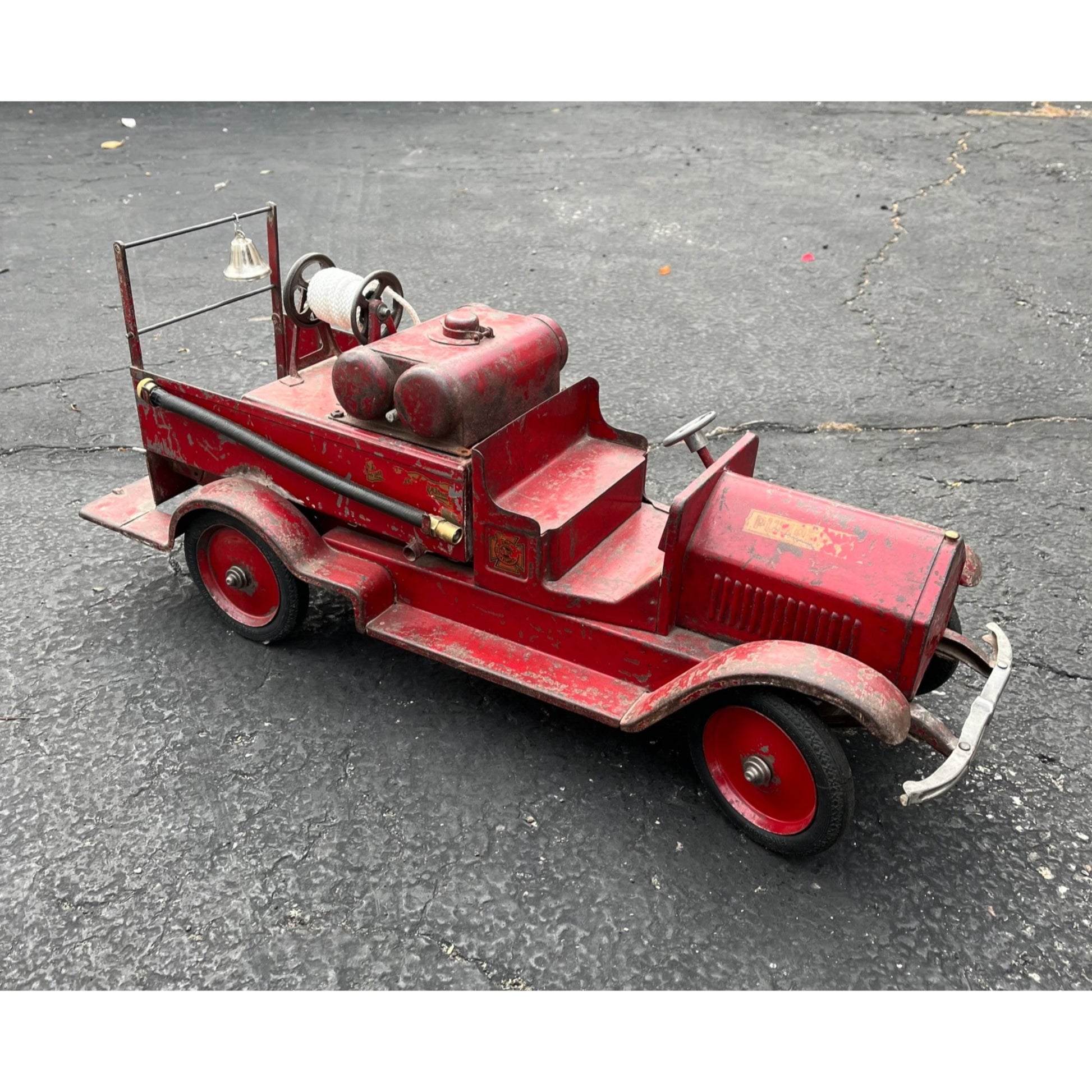 Vintage 1920s SturdiToys American LaFrance Fire Pumper Truck Pressed Steel Toy