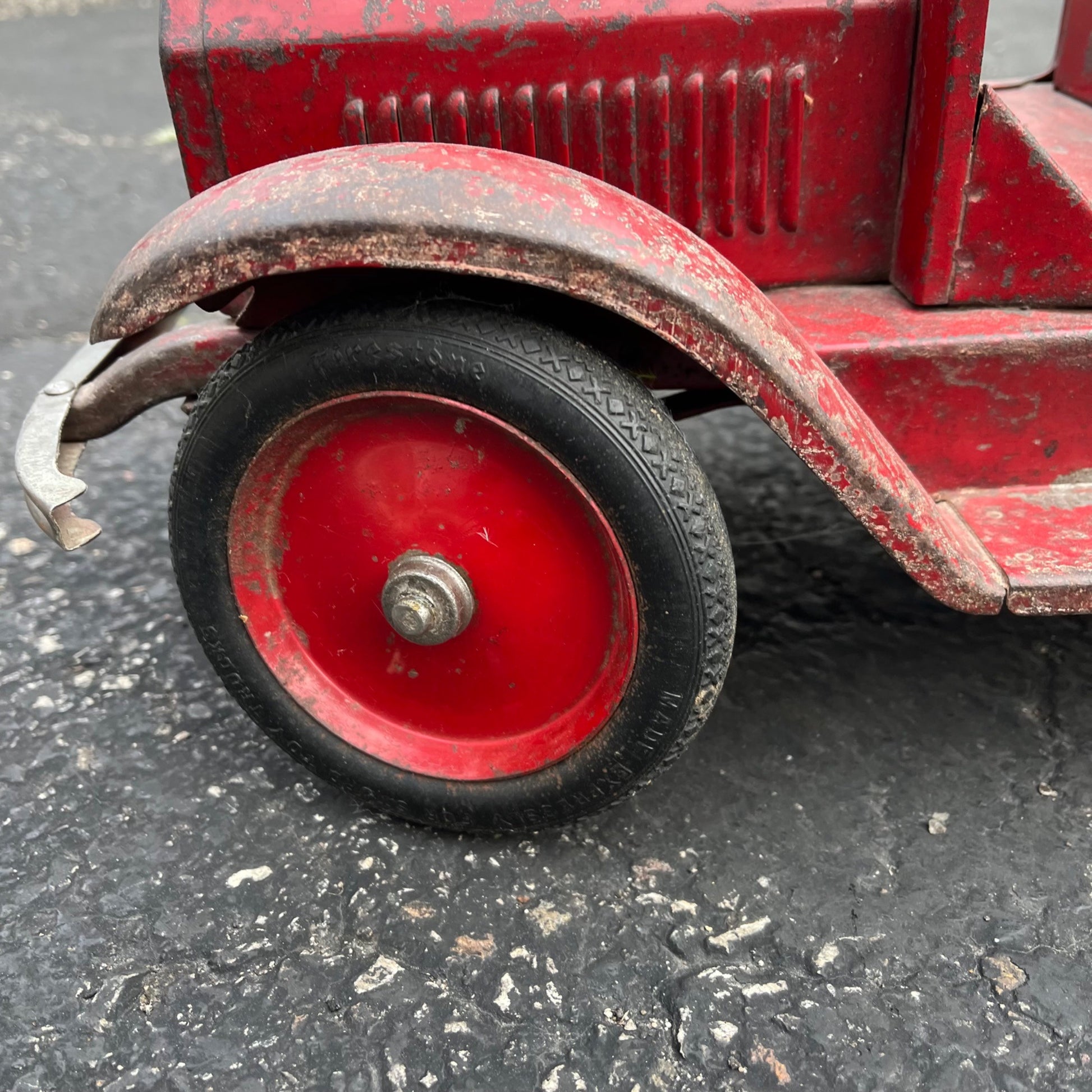 Vintage 1920s SturdiToys American LaFrance Fire Pumper Truck Pressed Steel Toy