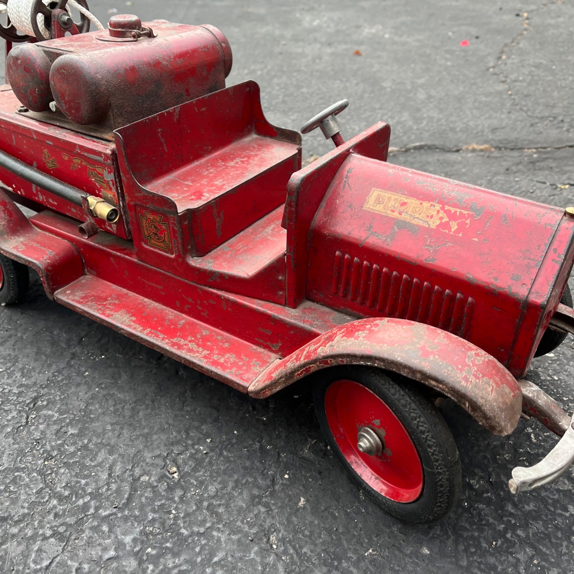 Vintage 1920s SturdiToys American LaFrance Fire Pumper Truck Pressed Steel Toy