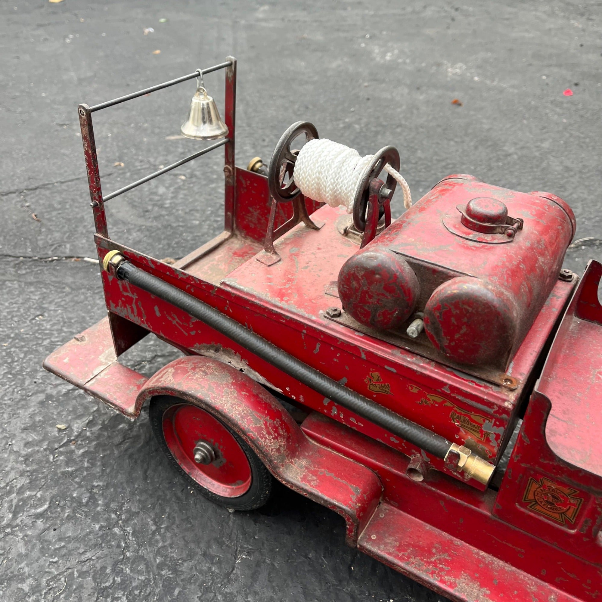 Vintage 1920s SturdiToys American LaFrance Fire Pumper Truck Pressed Steel Toy