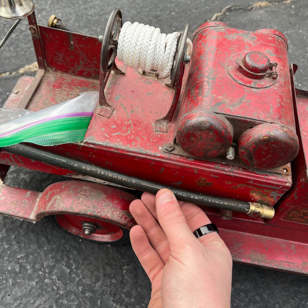 Vintage 1920s SturdiToys American LaFrance Fire Pumper Truck Pressed Steel Toy