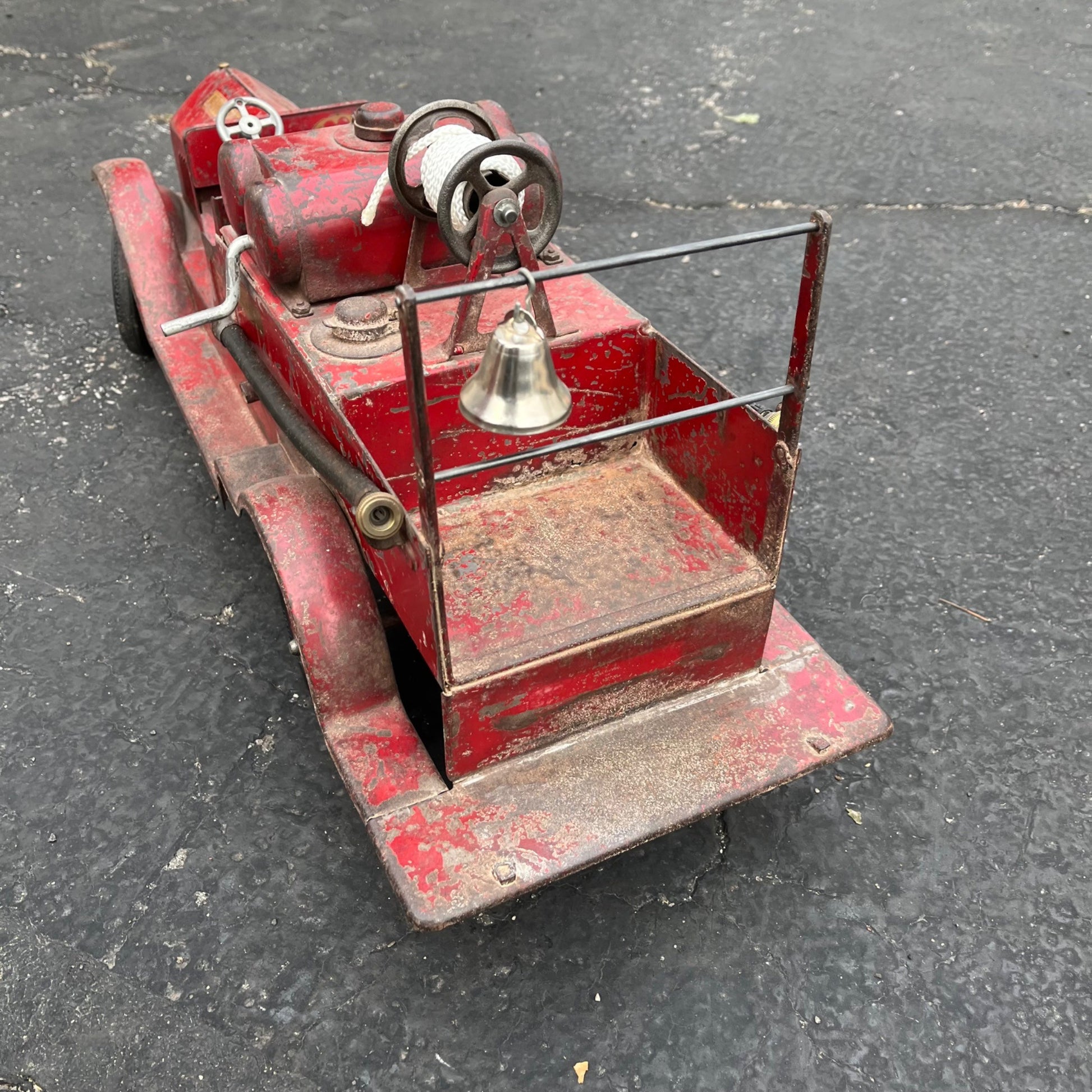Vintage 1920s SturdiToys American LaFrance Fire Pumper Truck Pressed Steel Toy